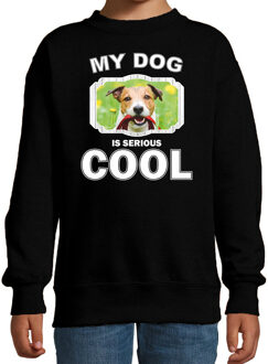 Bellatio Decorations Jack russel honden trui / sweater my dog is serious cool zwart - kinderen - Jack russel terriers liefhebber cadeau sweaters 12-13 jaar (152/164)