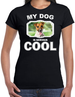 Bellatio Decorations Jack russel terriers honden t-shirt my dog is serious cool zwart - dames - Jack russel liefhebber cadeau shirt 2XL