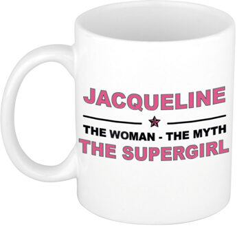 Bellatio Decorations Jacqueline cadeau mok - Woman Myth Supergirl - naam koffiemok - 300 ml - collega - moederdag Oudroze