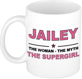 Bellatio Decorations Jailey cadeau mok - Woman Myth Supergirl - naam koffiemok - 300 ml - collega - moederdag