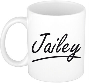 Bellatio Decorations Jailey voornaam kado beker / mok sierlijke letters - gepersonaliseerde mok met naam - Naam mokken Multikleur