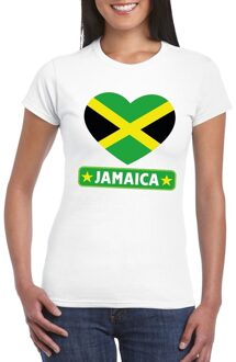 Bellatio Decorations Jamaica t-shirt - met hartjes vlag print - wit - dames - korte mouwen - landen supporters