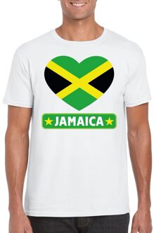 Bellatio Decorations Jamaica t-shirt met jamaicaanse vlag in hart wit heren 2xl