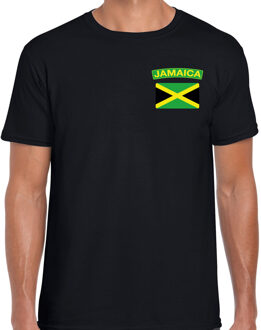 Bellatio Decorations Jamaica t-shirt met vlag zwart op borst voor heren XL