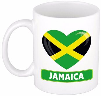 Bellatio Decorations Jamaicaanse vlag hartje theebeker 300 ml Multi