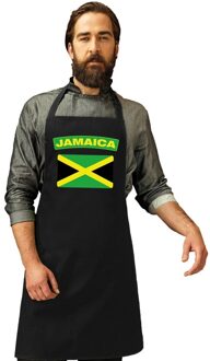 Bellatio Decorations Jamaicaanse vlag keukenschort/ barbecueschort zwart heren en dames - Jamaica schort