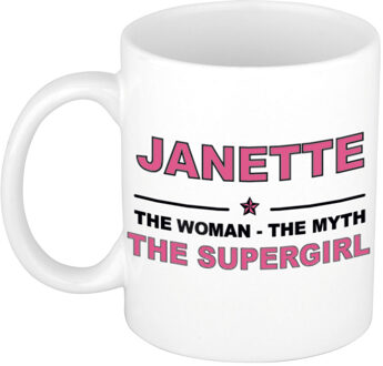 Bellatio Decorations Janette The woman, The myth the supergirl pensioen cadeau mok/beker 300 ml