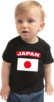 Bellatio Decorations Japan landen shirtje met vlag zwart voor babys 62 (1-3 maanden)