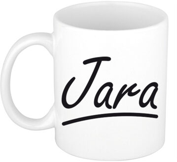Bellatio Decorations Jara Naam koffiemok - beker - met sierlijke letters - wit - 300 ml - Cadeau - Dames