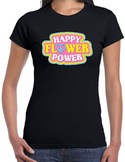 Bellatio Decorations Jaren 60 Happy Flower Power verkleed shirt zwart dames