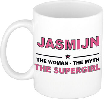 Bellatio Decorations Jasmijn cadeau mok - Woman Myth Supergirl - naam koffiemok - 300 ml - collega - moederdag Oudroze