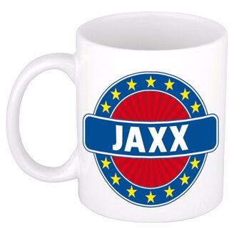 Bellatio Decorations Jaxx voornaam koffiemok - beker - wit/blauw - 300 ml - Cadeau - Heren - Collega - Vaderdag Multi