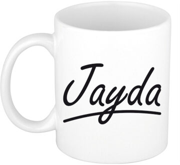 Bellatio Decorations Jayda Naam koffiemok - beker - met sierlijke letters - wit - 300 ml - Cadeau - Dames