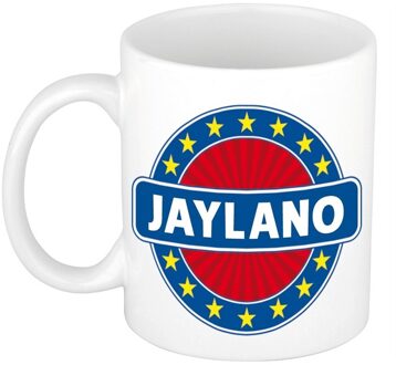 Bellatio Decorations Jaylano voornaam koffiemok - beker - wit/blauw - 300 ml - Cadeau - Heren - Collega - Vaderdag Multi