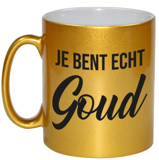 Bellatio Decorations Je bent echt goud bedankt cadeau mok / verjaardag goudkleurig 330 ml - feest mokken