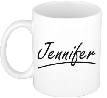 Bellatio Decorations Jennifer voornaam kado beker / mok sierlijke letters - gepersonaliseerde mok met naam - Naam mokken Multikleur