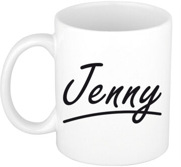 Bellatio Decorations Jenny Naam koffiemok - beker - met sierlijke letters - wit - 300 ml - Cadeau - Dames