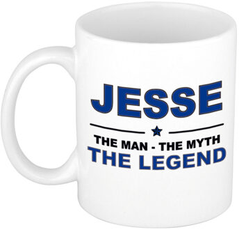 Bellatio Decorations Jesse cadeau mok - man myth legend - naam koffiemok - 300 ml - collega - vaderdag Donkerblauw
