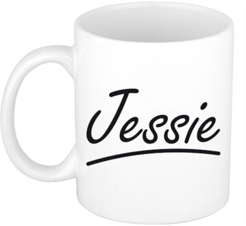 Bellatio Decorations Jessie voornaam kado beker / mok sierlijke letters - gepersonaliseerde mok met naam - Naam mokken Multikleur