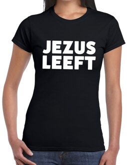 Bellatio Decorations Jezus leeft tekst t-shirt zwart dames L