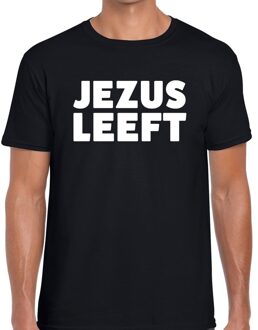 Bellatio Decorations Jezus leeft tekst t-shirt zwart heren L