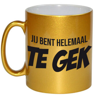 Bellatio Decorations Jij bent helemaal te gek mok / beker gouden cadeau collega 330 ml - feest mokken Goudkleurig