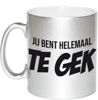 Bellatio Decorations Jij bent helemaal te gek mok / beker zilveren cadeau collega 330 ml - feest mokken Zilverkleurig