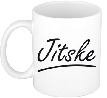 Bellatio Decorations Jitske voornaam kado beker / mok sierlijke letters - gepersonaliseerde mok met naam - Naam mokken Multikleur