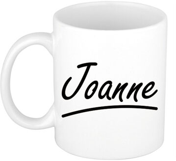 Bellatio Decorations Joanne Naam koffiemok - beker - met sierlijke letters - wit - 300 ml - Cadeau - Dames