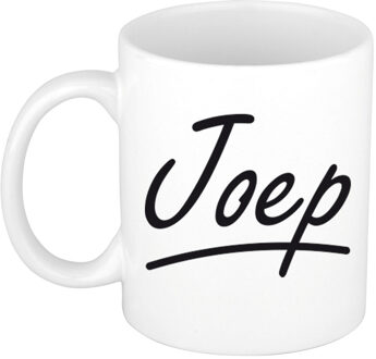 Bellatio Decorations Joep Naam koffiemok - beker - met sierlijke letters - wit - 300 ml - Cadeau - Heren