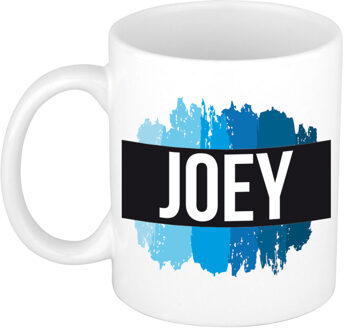 Bellatio Decorations Joey naam / voornaam kado beker / mok verfstrepen - Gepersonaliseerde mok met naam - Naam mokken Multikleur