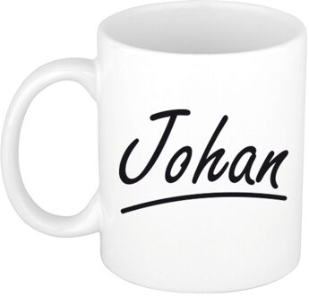 Bellatio Decorations Johan voornaam kado beker / mok sierlijke letters - gepersonaliseerde mok met naam - Naam mokken Multikleur