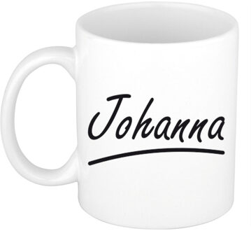 Bellatio Decorations Johanna Naam koffiemok - beker - met sierlijke letters - wit - 300 ml - Cadeau - Dames