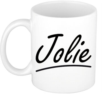 Bellatio Decorations Jolie voornaam kado beker / mok sierlijke letters - gepersonaliseerde mok met naam - Naam mokken Multikleur