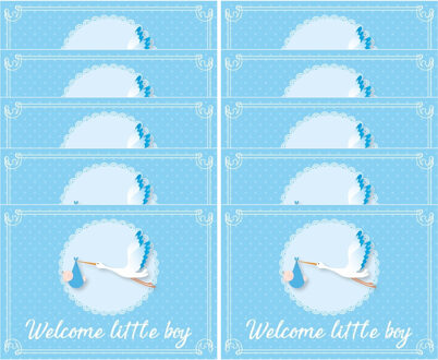 Bellatio Decorations Jongen geboren XXL formaat ansichtkaart - 10x - wenskaart - ooievaar kraamcadeau - blauw - A5 - 15 x