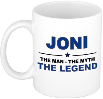 Bellatio Decorations Joni The man, The myth the legend collega kado mokken/bekers 300 ml Donkerblauw