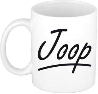 Bellatio Decorations Joop Naam koffiemok - beker - met sierlijke letters - wit - 300 ml - Cadeau - Heren