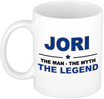 Bellatio Decorations Jori cadeau mok - man myth legend - naam koffiemok - 300 ml - collega - vaderdag Donkerblauw
