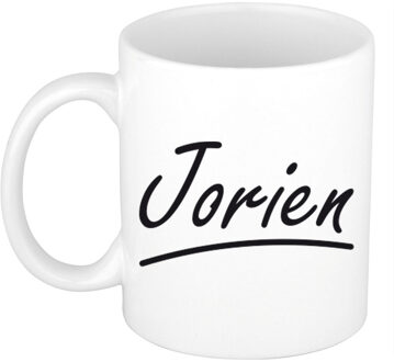 Bellatio Decorations Jorien Naam koffiemok - beker - met sierlijke letters - wit - 300 ml - Cadeau - Dames