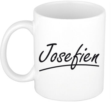 Bellatio Decorations Josefien Naam koffiemok - beker - met sierlijke letters - wit - 300 ml - Cadeau - Dames