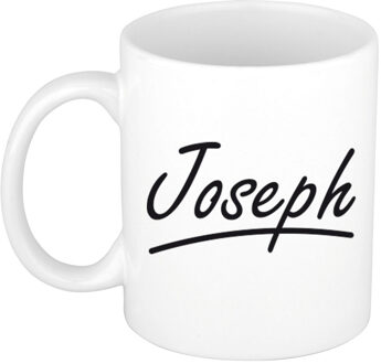 Bellatio Decorations Joseph Naam koffiemok - beker - met sierlijke letters - wit - 300 ml - Cadeau - Heren