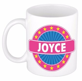 Bellatio Decorations Joyce voornaam koffiemok - beker - wit/roze - 300 ml - Cadeau - Dames - Collega - Moederdag Multi