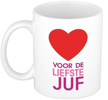 Bellatio Decorations Juffrouw kado mok / beker - voor de liefste juf - 300 ml Blauw