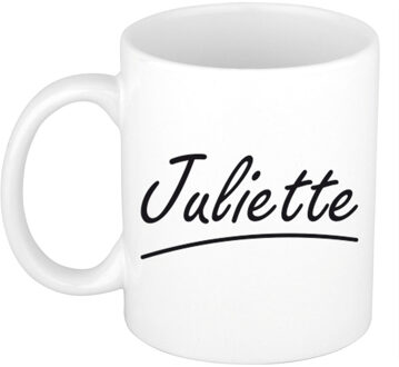 Bellatio Decorations Juliette Naam koffiemok - beker - met sierlijke letters - wit - 300 ml - Cadeau - Dames