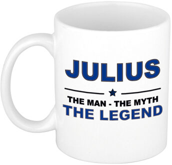 Bellatio Decorations Julius cadeau mok - man myth legend - naam koffiemok - 300 ml - collega - vaderdag Donkerblauw