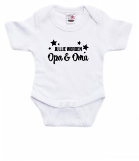 Bellatio Decorations Jullie worden opa en oma cadeau baby rompertje wit jongen/meisje - Aankondiging zwangerschap 80 (9-12 maanden)