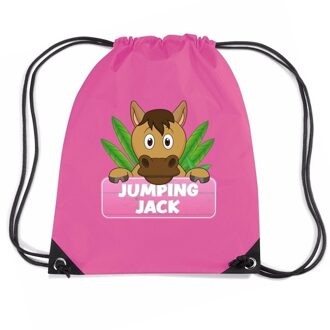 Bellatio Decorations Jumping Jack paarden rugtas / gymtas roze voor kinderen