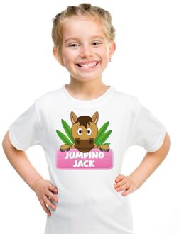 Bellatio Decorations Jumping Jack t-shirt wit voor meisjes - paarden shirt L (146-152)