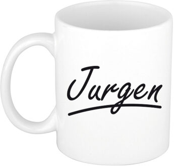 Bellatio Decorations Jurgen Naam koffiemok - beker - met sierlijke letters - wit - 300 ml - Cadeau - Heren