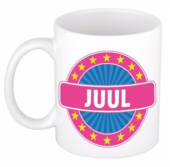 Bellatio Decorations Juul voornaam koffiemok - beker - wit/roze - 300 ml - Cadeau - Dames - Collega - Moederdag Multi